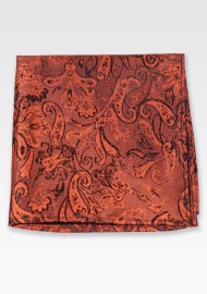 Washed Paisley Pocket Square in Paprika
