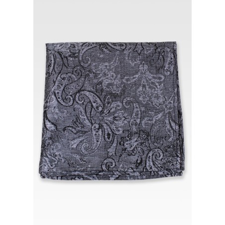 Washed Paisley Suit Hanky in Graphite