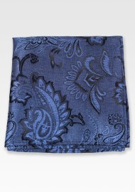Wool Textured Paisley Hanky in Dark Navy