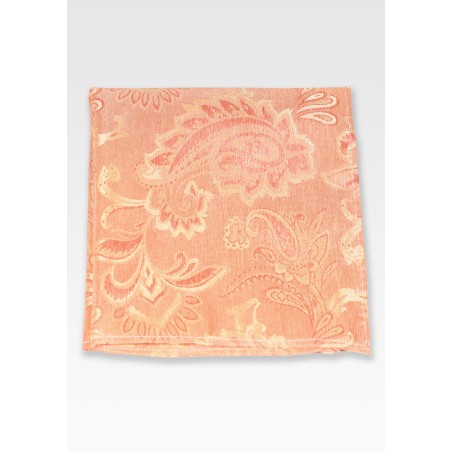 Woolen Paisley Pocket Square in Tangerine