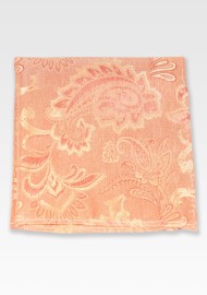 Woolen Paisley Pocket Square in Tangerine