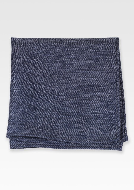 Herringbone Pocket Square in Dress Blue