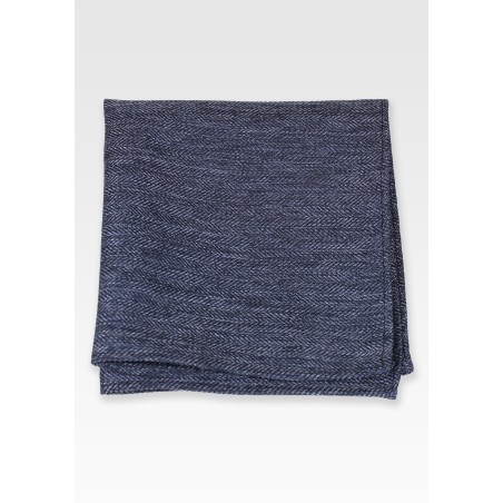 Herringbone Pocket Square in Dress Blue