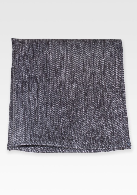 Herringbone Pocket Square in Silver Gray