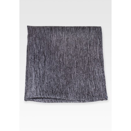 Herringbone Pocket Square in Silver Gray
