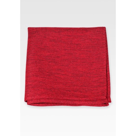 Cherry Red Pocket Square in Herringbone Design