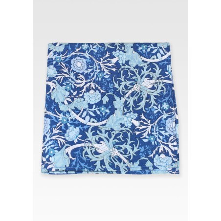 Floral Paisley Cotton Pocket Square in Blue