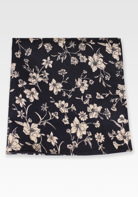 Floral Paisley Cotton Pocket Square in Blue
