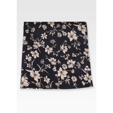 Floral Paisley Cotton Pocket Square in Blue