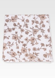 White and Tan Floral Pocket Square