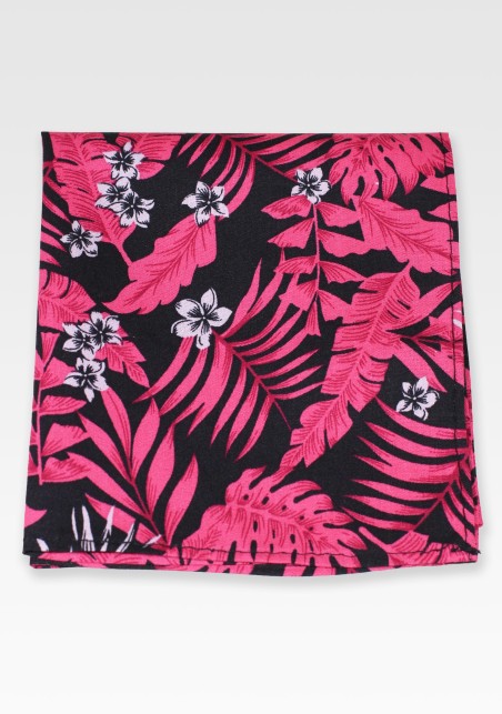 Tropical Floral Hanky in Black and Pink