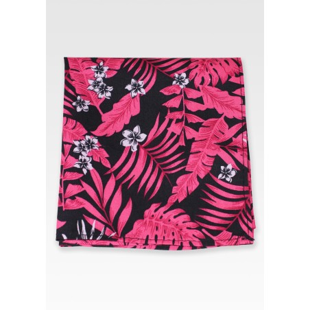 Tropical Floral Hanky in Black and Pink