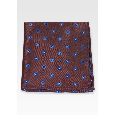 Brown and Navy Floral Pocket Square