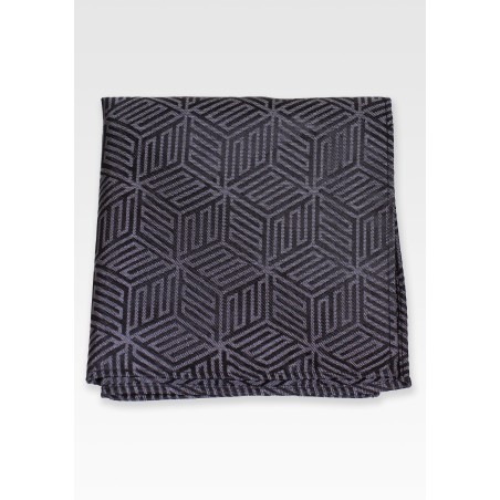 Geometric Print Pocket Square in Charcoal