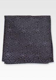 Geometric Print Pocket Square in Charcoal