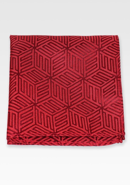 Geometric Print Pocket Square in Crimson