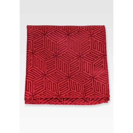 Geometric Print Pocket Square in Crimson