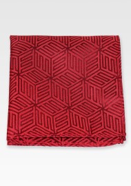 Geometric Print Pocket Square in Crimson