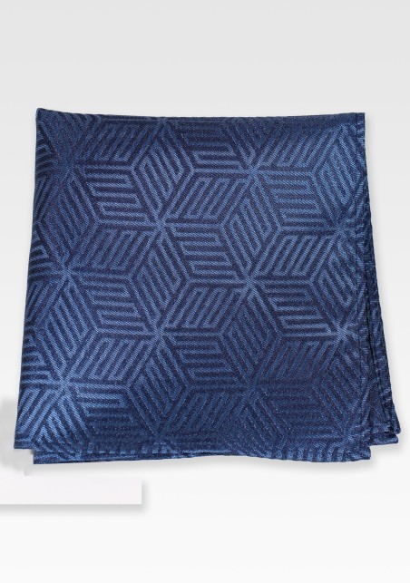 Geometric Print Pocket Square in Denim Blue