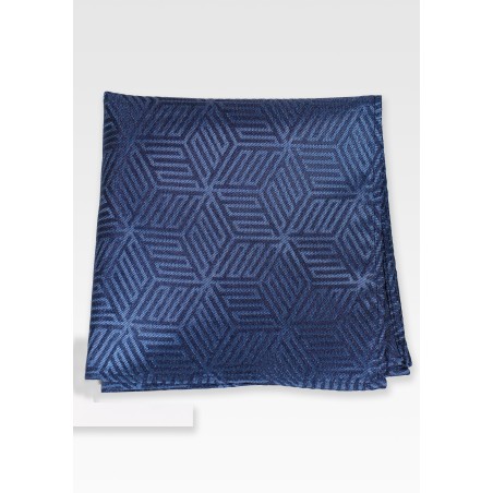 Geometric Print Pocket Square in Denim Blue