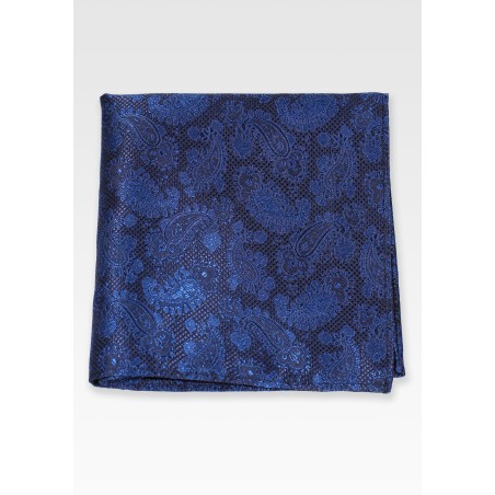 Dark Navy Blue Paisley Pocket Square