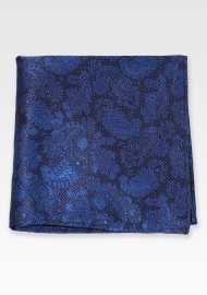 Dark Navy Blue Paisley Pocket Square