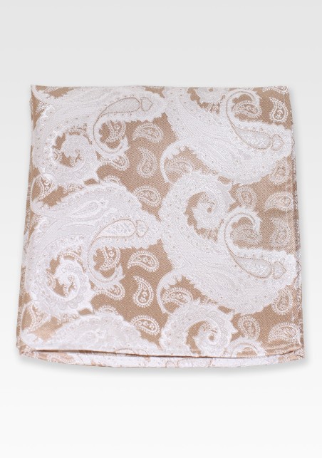 Golden Wheat Paisley Pocket Square