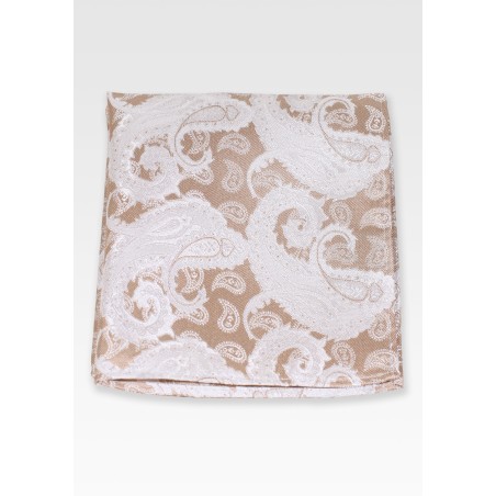 Golden Wheat Paisley Pocket Square
