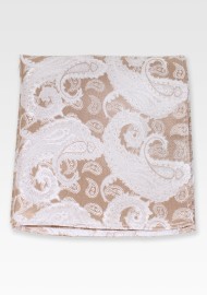 Golden Wheat Paisley Pocket Square