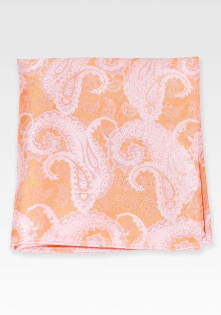Pastel Orange Paisley Pocket Square