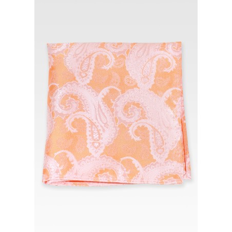 Pastel Orange Paisley Pocket Square