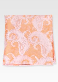 Pastel Orange Paisley Pocket Square