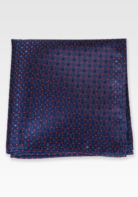 Patterned Pocket Square in Midnight Navy