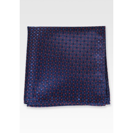 Patterned Pocket Square in Midnight Navy