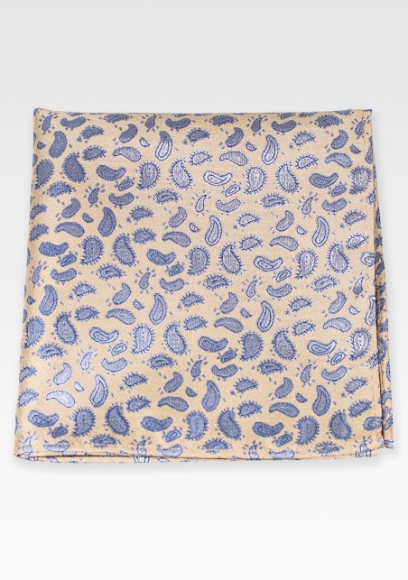 Golden Paisley Pocket Square