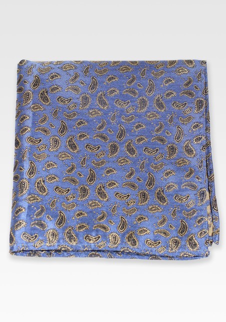 Steel Blue Paisley Suit Hanky