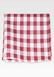 Wine and White Gingham Check Pocket Square