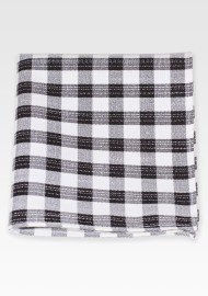 Navy and Tan Gingham Check Pocket Square