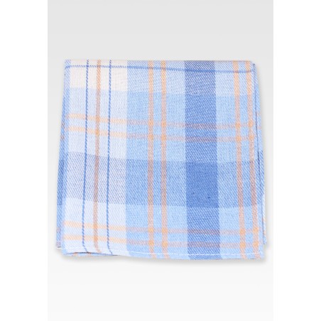 Madras Check Pocket Square in Light Blue