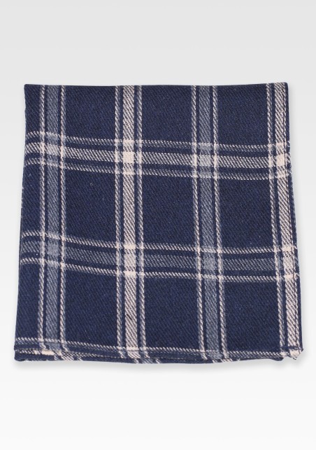 Window Pane Check Pocket Square in Black and Gray