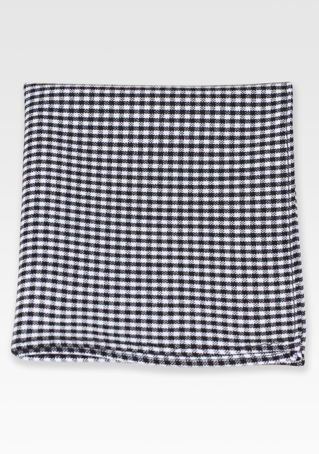 Micro Check Cotton Hanky in Black and White