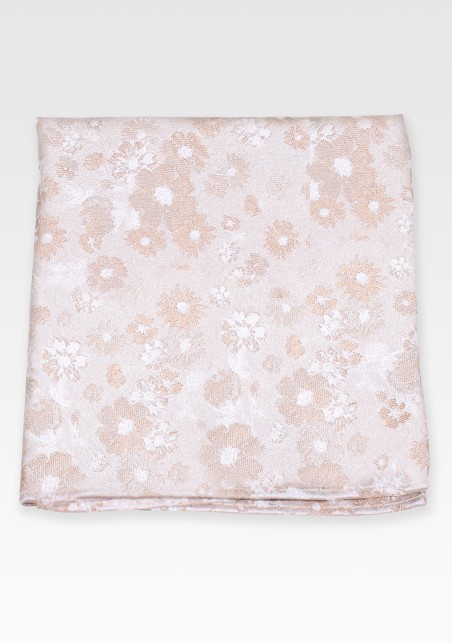 Elegant Floral Hanky in Champagne Ivory