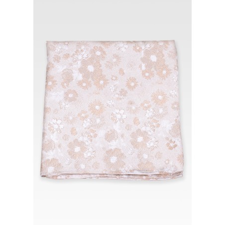 Elegant Floral Hanky in Champagne Ivory