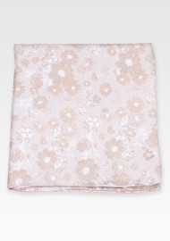 Elegant Floral Hanky in Champagne Ivory