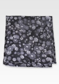 Silver Gray Floral Pocket Square