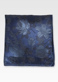Steel Blue Floral Pocket Square