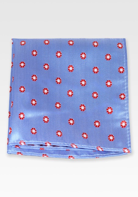 French Blue and Orange Pocket Square