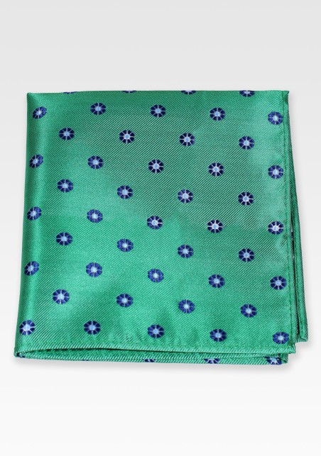 Kelly Green Floral Pocket Square