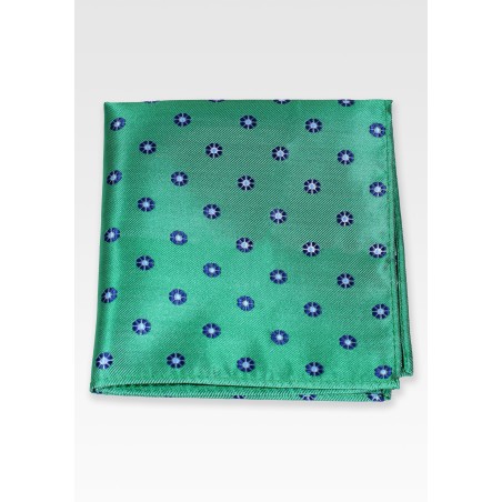 Kelly Green Floral Pocket Square