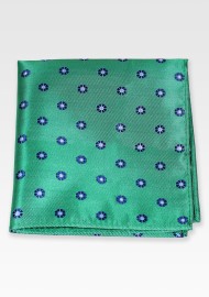 Kelly Green Floral Pocket Square